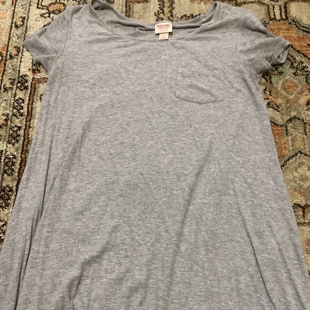 Grey Ribbed T-Shirt Dress
